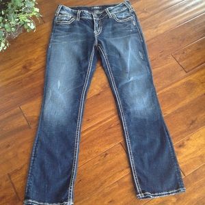 Silver Suki Mid Straight dark washed jeans